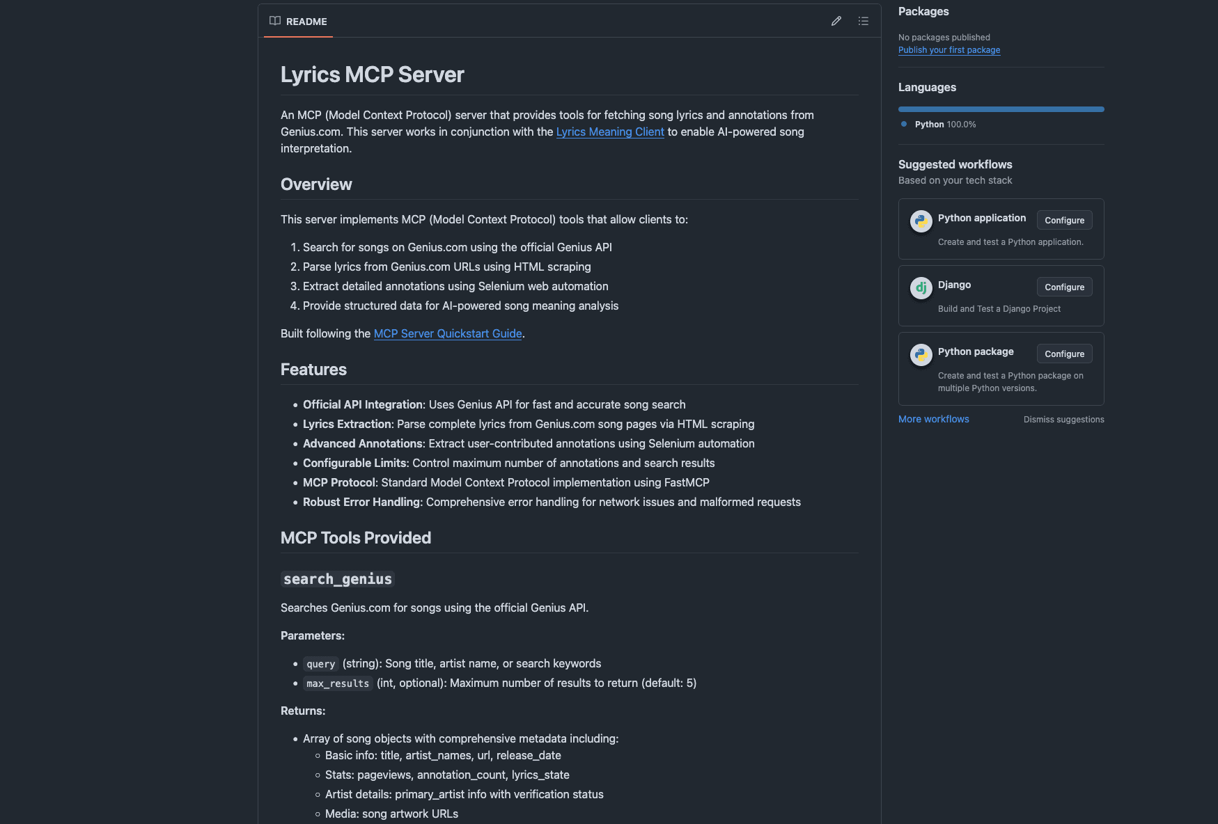 Lyrics MCP Server repo image